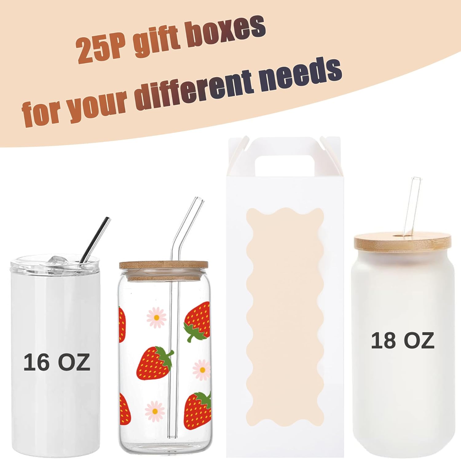 25 Pack Tumbler Gift Boxes wit - Tumbler 20Oz White recension och pris