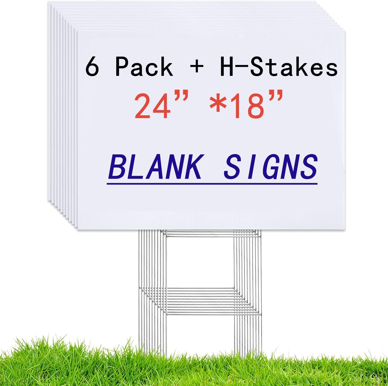 6 Pack 24x18 White Blank Lawn  - Yard Sign Blank recension och pris