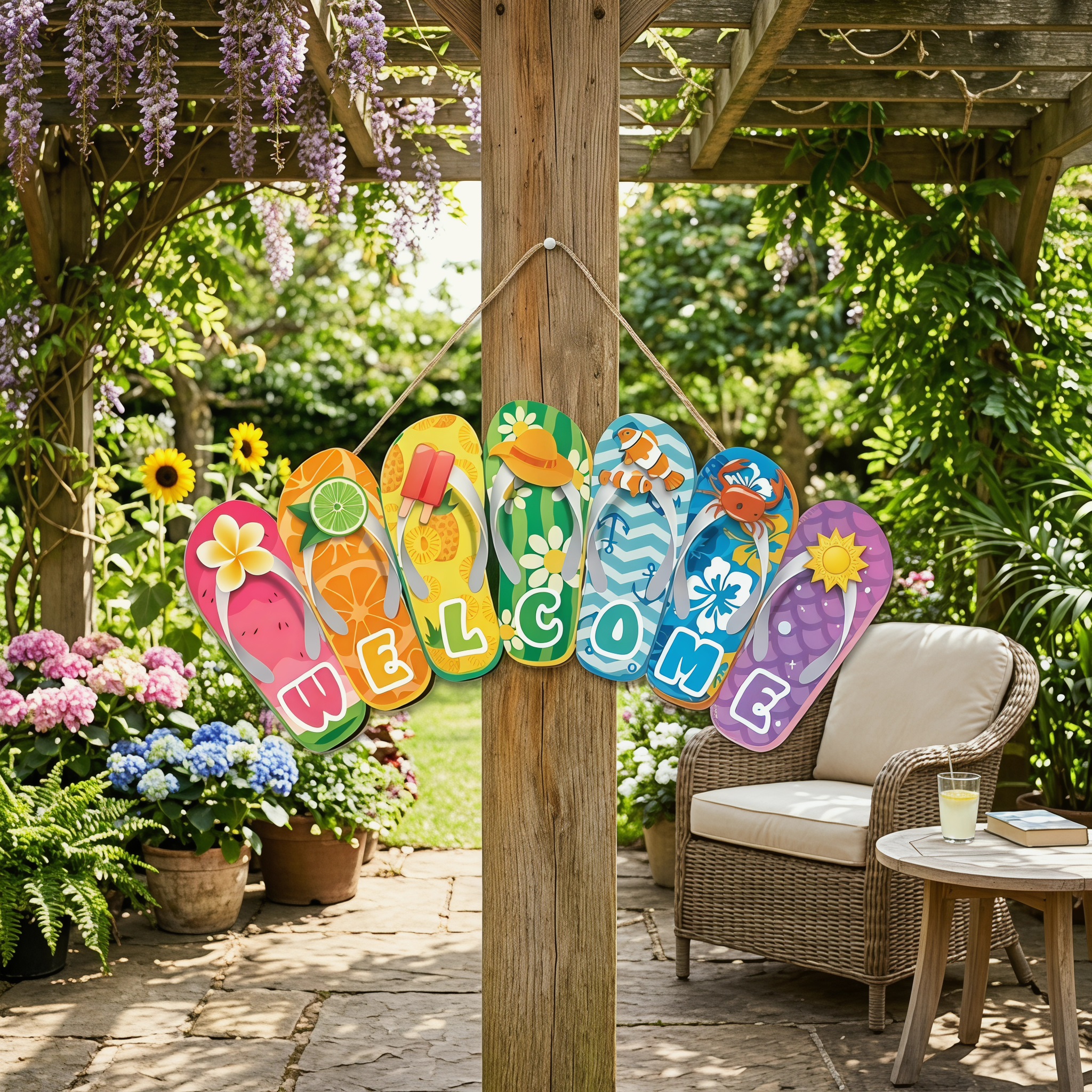 Hello Summer Felt Slippers Doo - Yard Sign Blank recension och pris