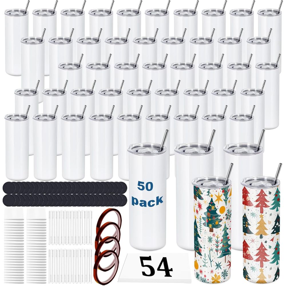 50 Pack 20 OZ Sublimation Tumb - Tumbler 20Oz White recension och pris