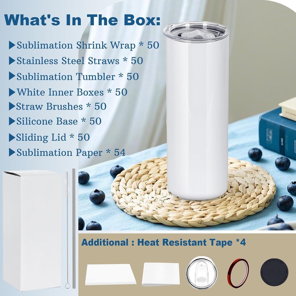 50 Pack 20 OZ Sublimation Tumb - Tumbler 20Oz White recension och pris