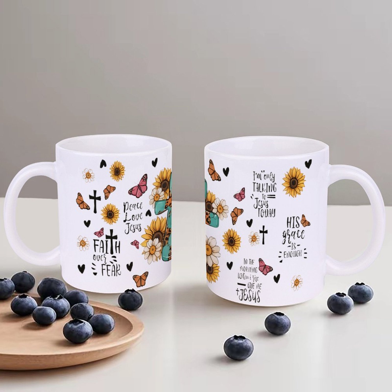 A Cross Surrounded By Sunflowe - Sublimation Mug White recension och pris